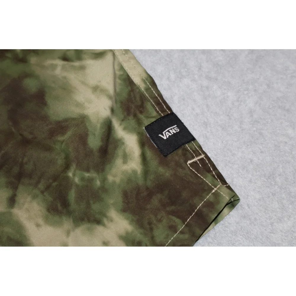 Vans Board Shorts Mens 38 Green Tie Dye Camo Zipper Pockets Surf Swim 9